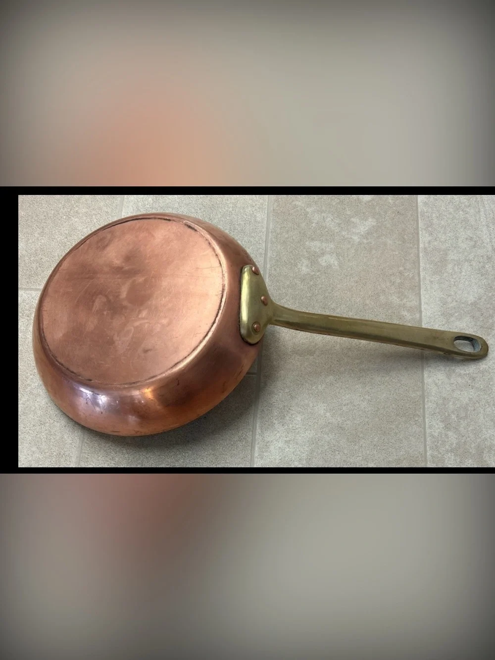 BAZAAR DE LA CUISINE NY/NY SOLID COPPER PAN WITH BRASS HANDLE  8” Upscale Cook